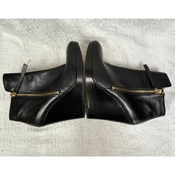 Michael Kors Black Leather Wedge Heel Booties Size 8.5 M #45983 - Picture 5 of 7